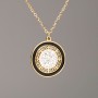 Xuping Chain with Pendant Gold Plating Lemon Tone with Black Enamel and White Rhinestones, diameter 18mm±, length 46-52cm±, thickness 1.5mm±