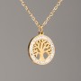 Xuping Chain with Pendant "Tree" Lemon Gold Plating, diameter 14 mm±, (white crystals), length 39-44 cm±, thickness 1 mm±