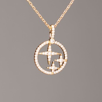 Xuping Chain with Gold Plating and Star Pendant, 14.5 mm diameter ± (white rhinestones), length 38-43 cm ±, thickness 1 mm ±