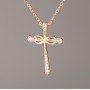 Xuping Chain with Pendant Cross Gold Plating, 29x19.5 mm diameter, ± (white rhinestones), length 41-47 cm ±, thickness 1.5 mm ±
