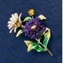 Brooch-Pendant Daisy Flower Enamel, Gold-tone Metal 63x50mm