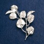 Brooch - Branch with Leaves, silver-toned metal 62x40mm