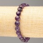 Bracelet with natural amethyst, faceted coin beads, diameter 8x5mm, length 18cm, elastic stretch