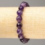 Natural Stone Bracelet with Amethyst - faceted round bead, 10mm diameter ±, length 18cm ± on elastic