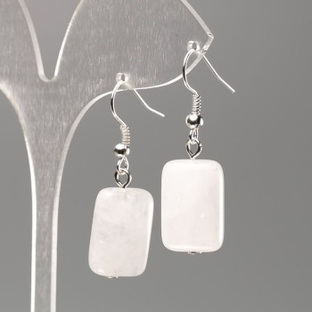 Earrings with Natural Stone Mountain Crystal, 18x13 mm diameter+
