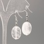 Earrings made of natural rock crystal, oval, 18x13 mm
