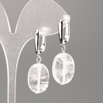Earrings with Natural Mountain Crystal Oval 18×13 mm