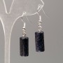 Earrings Aventurine Blue Sand Cairo Night Cylinder, diameter 18x8mm+