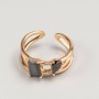 Xuping Ring in Gold Color with Black Stone, sizes 16, 18