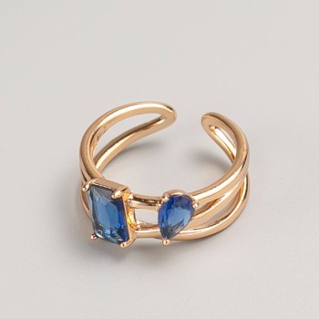 Xuping Ring with Gold Color Metal "gold" blue stone, sizes 16 and 18