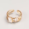 Xuping Ring in Gold Tone with White Stone, Sizes 16, 18