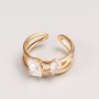 Xuping Ring in Gold Tone with White Stone, Sizes 16, 18