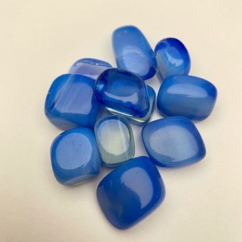 Blue Agate tumbled 23.5×18 mm souvenir stone, packaged 100 g