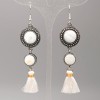 Earrings with Mother-of-P pearl, diameter 19.5mm ± and 12mm±, length 85mm ±