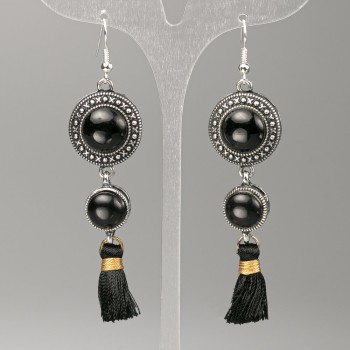 Agate Earrings, diameter 19.5mm ± and 12mm ±, length 8.5 cm ±