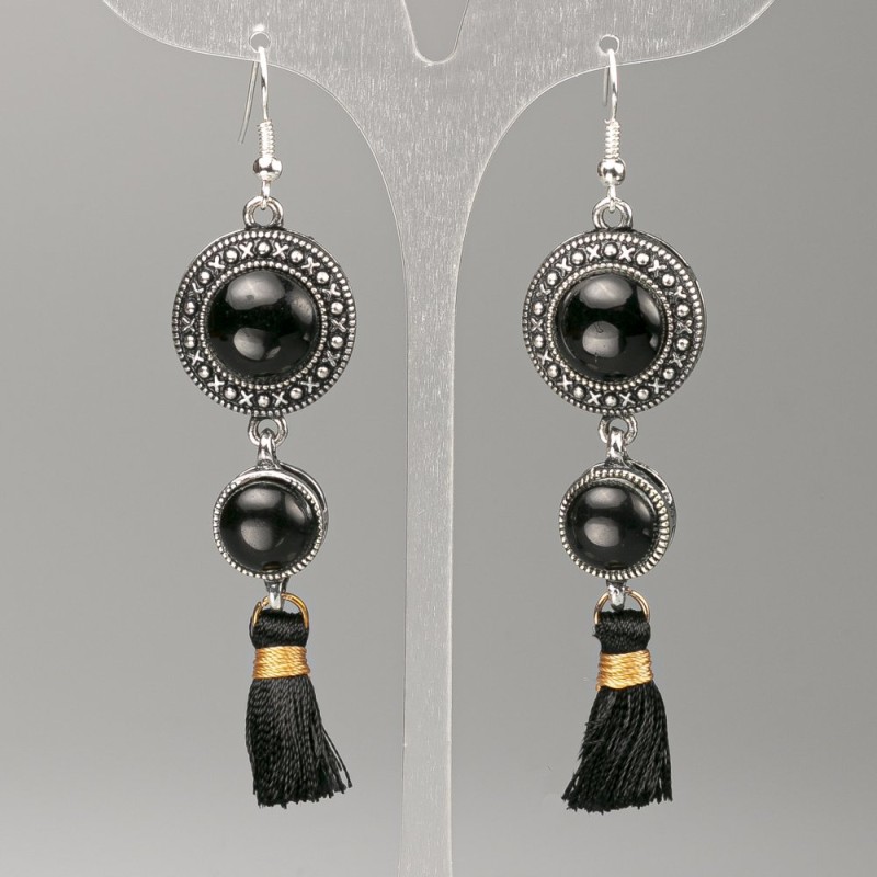 Agate Earrings, diameter 19.5mm ± and 12mm ±, length 8.5 cm ±