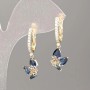 Earrings Xuping 18K Gold Plated with Blue Stone and White Crystals 30x10mm