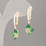 Earrings Xuping 18K Gold Plating with Green Stone, White Rhinestones 30x10mm