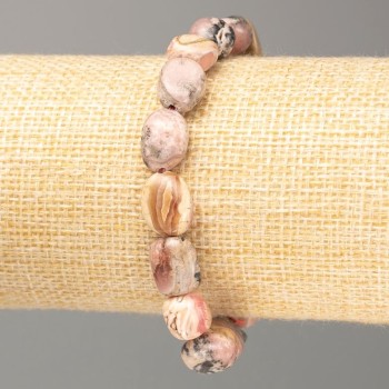 Bracelet with Rhodonite natural stone, tumbled, stone diameter 12×8mm(±)mm, length 18cm