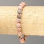 Bracelet, Rhodonite Natural Stone, smooth round beads, diameter 8(±)mm, length 18cm
