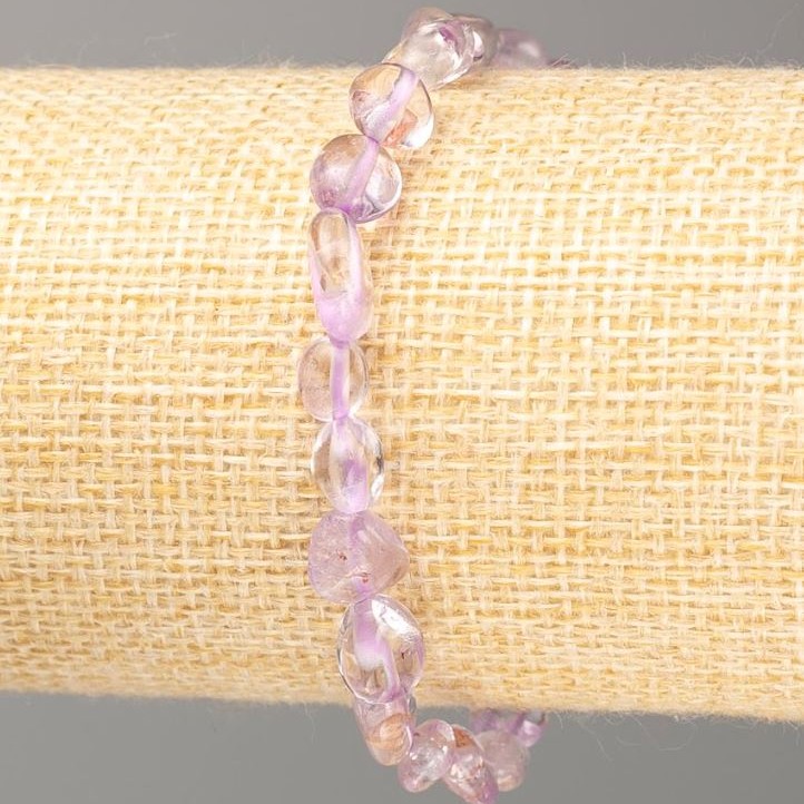 Bracelet with natural Amethyst gemstone, tumbled, diameter 8×5mm, length 18cm
