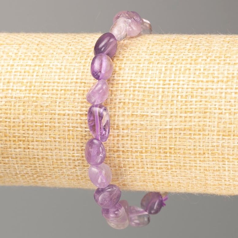 Natural Amethyst Stone Bracelet, tumbled, 11x8mm, adjustable diameter, 18cm length