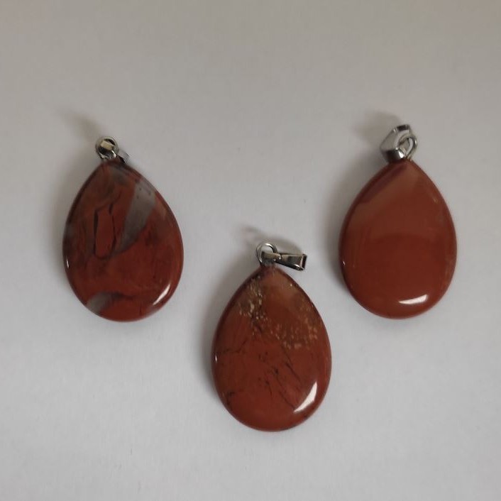 Drop Pendant Red Jasper Stone 2.5×1.8 cm, 8 cm