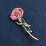 Brooch Flower Carnation Enamel Pink, Golden Metal 59x24mm