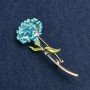 Brooch Flower Carnation blue enamel with gold-tone metal 59×24mm