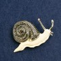 Brooch Snail Enamel White and Gold, Gold Metal 50x32mm