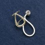 Brooch Stethoscope White Enamel with White Stone, Golden Metal 43x29mm