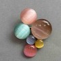 Brooch Accent, cat's eye stone, multicolor, silver metal 45x35mm