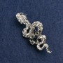 Brooch Snake with White and Black Rhinestones, dark-silver metal 55x25mm