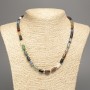 Assorted Natural Stone Necklace with Smooth Cylinders, 10x6 mm diameter, length 48 cm ±