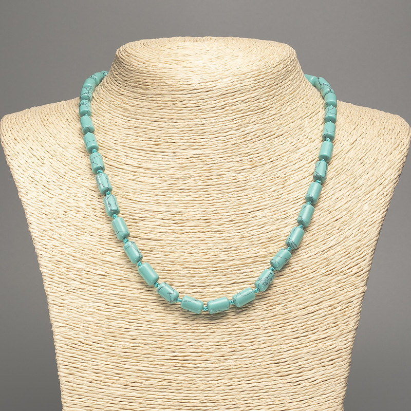 Turquoise Beads Smooth Cylinders, 10x6mm diameter +-, length 47cm +