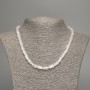 Necklace with Mountain Crystal Natural Stone Smooth Cylindrical Beads, 10x6mm Diameter, Length 48cm
