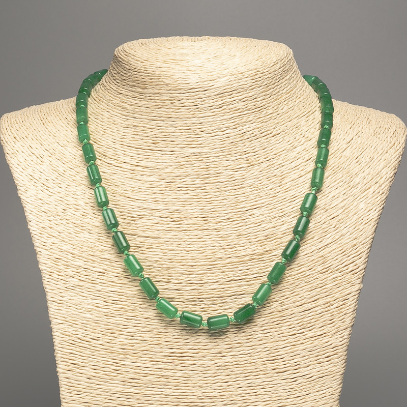 Chrysoprase Necklace with Natural Chrysoprase, Smooth Cylindrical Beads, Ø 10x6 mm, length 49 cm ±