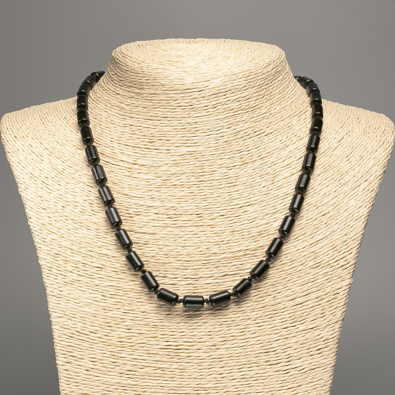 Agate Bead Necklace (raw) smooth cylinder, 10x6mm diameter +-, length 48cm +