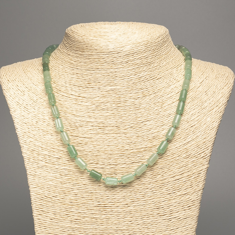 Necklace Jade Natural Jade Stone Smooth Cylindrical Beads, 10x6mm, +/- diameter, 50cm length