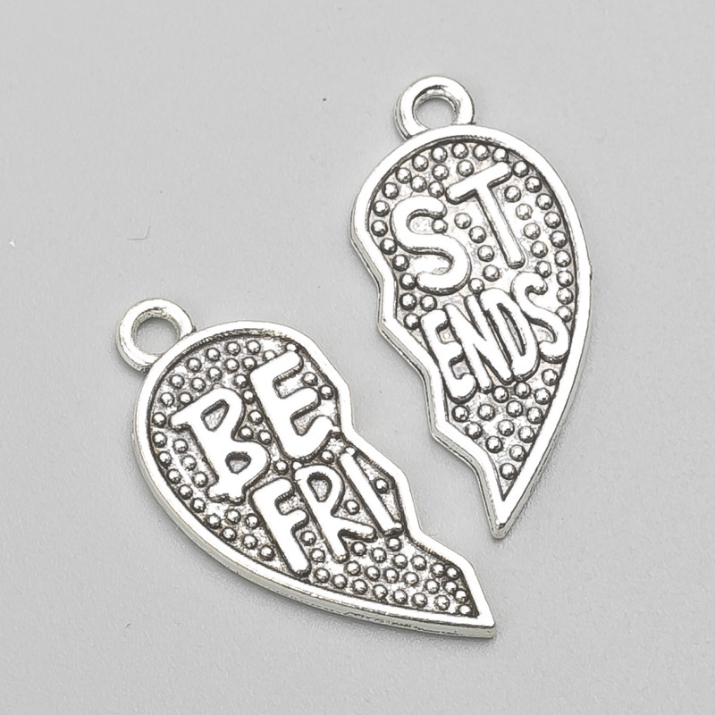 Pendant Finding Heart Half, size 29x13 mm, packaging 10 halves, 20 g