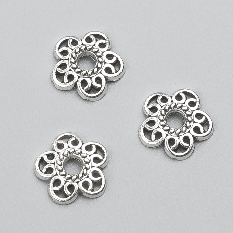 Silver End Cap Tip for Jewelry, silver color, diameter 12×2 (±) mm, packaging -20 g, 52 (±) pcs