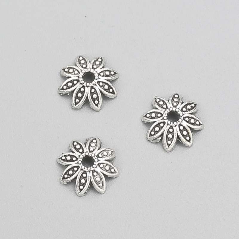 Finish for jewelry end cap color metal silver, diameter 10x3(±)mm packaging -20g 80(±)pcs