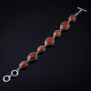Clearance. Aventurine Bracelet "Golden Sand" Toothed Setting, Oval Stone 7 pcs. 20x16 and 13x16mm approx., length 18-21cm