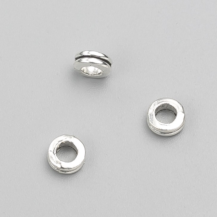 Bead Findings Inlay Bead, 6x3mm diameter, packaged 20 g, 50 pcs ±, metal color "silver"