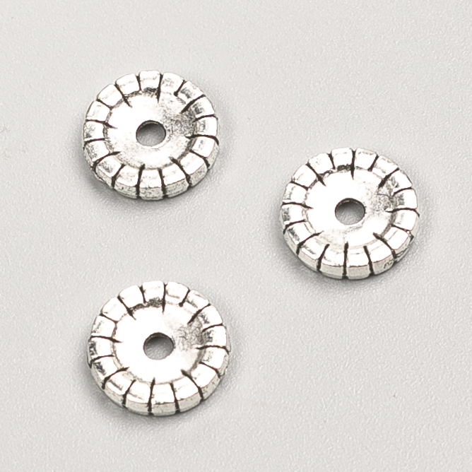 Bead bail insert, 10x2 mm diameter, packaged 20 g, 27 pcs ±, metal color "silver"