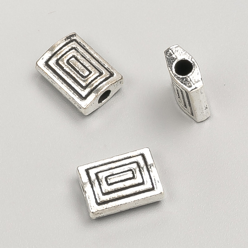 Bead Findings Inlay Bead, 12×8×4 mm, packaged 20 g, 12 pcs ±, metal color “Silver”