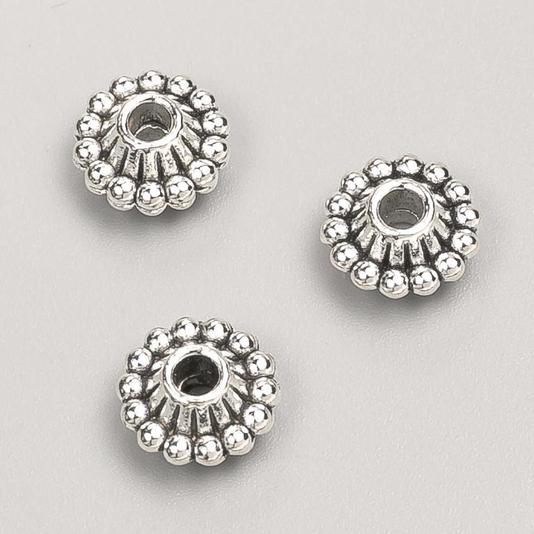 Bead Findings Inlay Bead, 11x6mm diameter, packaged 20 g, 16 pcs ±, metal color "silver"