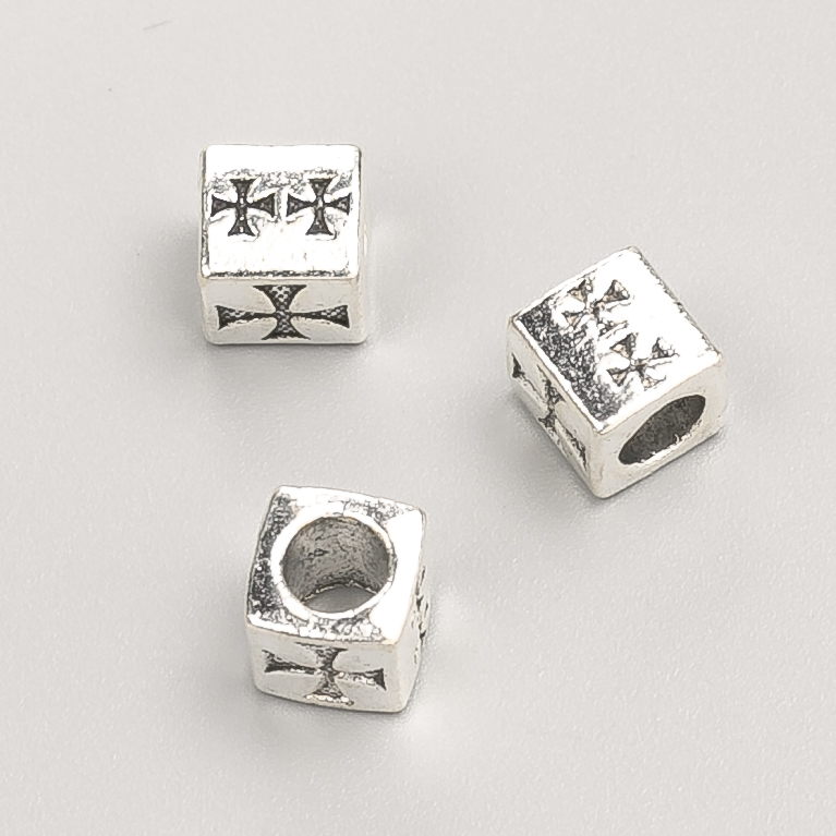 Pandora Bead Zinc Cross Bead, 7 mm diameter, packaged 20 g, 14 pcs ±, finish: silver