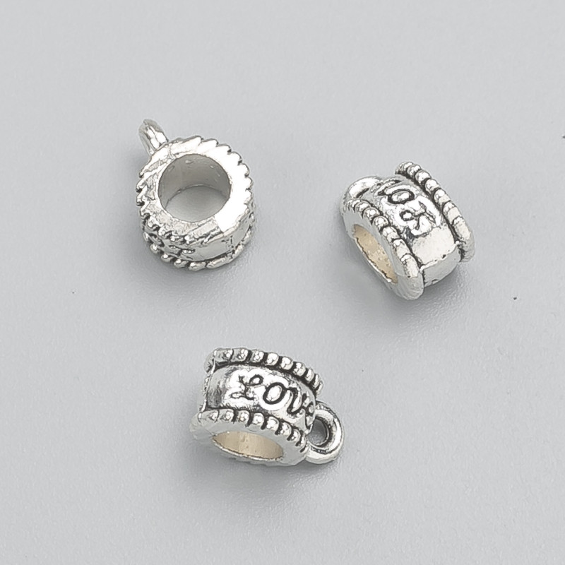 Bezel Bail Holder "Love", 8×6×11mm, hole diameter 4.5mm, packaging 20 g ± - 20 pcs