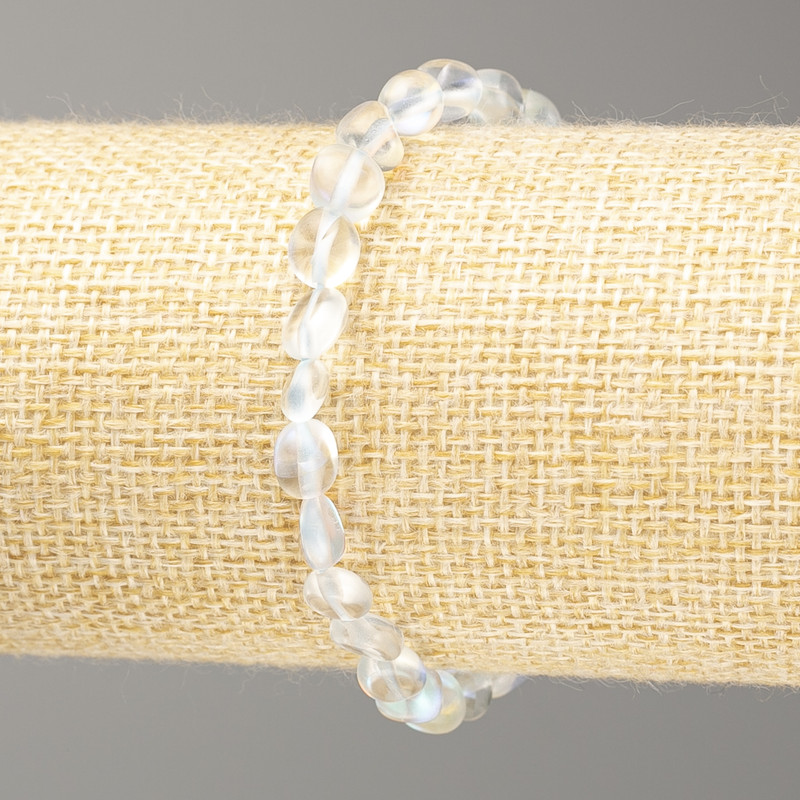 Opal Glass Bracelet Hameleon Beadwork on Elastic, 8x6mm diameter, length 18cm